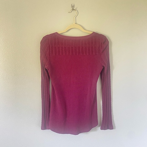 Sonoma women's burgundy long sleeve henley waffle knit size S Y2K Twilight Bella - Picture 2 of 12